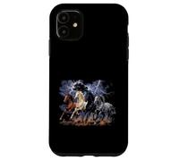Custodia per iPhone 11 Cavalli in esecuzione Vintage anni '90 Fulmine Tempesta Western Cow