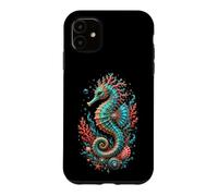 Custodia per iPhone 11 Cavalluccio marino coralli mare arte design