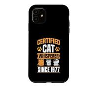 Custodia per iPhone 11 Certificato Cat Whisperer Since 1977 Cat Theme Birthday Year