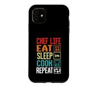 Custodia per iPhone 11 Chef Life Eat Cook Repeat Funny Cooking Chefs Lover