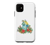 Custodia per iPhone 11 Christmas Holiday Wreath Birdhouse Birds & Bells