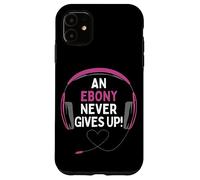 Custodia per iPhone 11 Citazione di gioco "An Ebony Never Give Up" Cuffie personalizzate