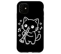 Custodia per iPhone 11 Clarinettista Kawaii Cat