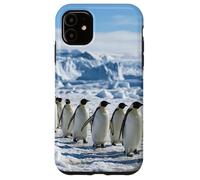 Custodia per iPhone 11 Colonia di pinguini che cammina su ghiaccio Antartico scena della fauna selvatica