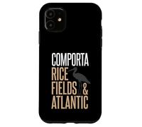 Custodia per iPhone 11 Comporta Portogallo campi di riso e silhouette di cicogna atlantica