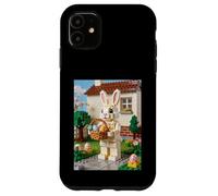 Custodia per iPhone 11 Coniglio di Pasqua Building Blocks Bunny Toy Design Bambini Bambini