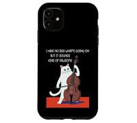 Custodia per iPhone 11 Contrabass Cat Violoncello Musica Classica Gattino Violoncellista