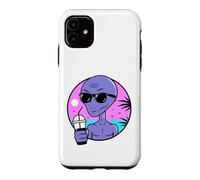 Custodia per iPhone 11 Cool Alien Drinking Summer Juice Illustration Graphic Design