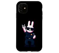 Custodia per iPhone 11 Cool Bunny Police Rabbit Rock On Animal Graphic Officer