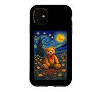 Custodia per iPhone 11 Cool Teddy Bear in the Starry Night Painting Concept Art