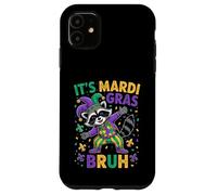 Custodia per iPhone 11 Costume da giullare Mardi Gras Bruh Raccoon