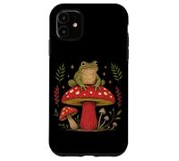 Custodia per iPhone 11 Cottagecore - Rana sui funghi Amphibian Estetica Rospo Amante