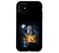 Custodia per iPhone 11 Cow Howling to The Moon Vintage Funny Cow