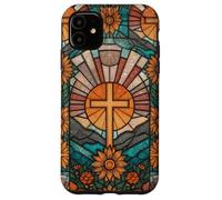 Custodia per iPhone 11 Croce Primavera Alba Girasoli Fede Cristiana