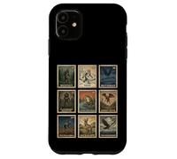 Custodia per iPhone 11 Cryptid Stamp Set Bigfoot Yeti Mothman Legendary Creatures