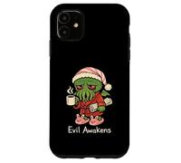 Custodia per iPhone 11 Cthulhu Morning Coffee Evil Awakens Divertente Carino Cosmic Horror