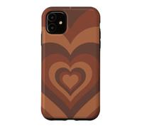 Custodia per iPhone 11 Custodia per telefono marrone a forma di cuore per amanti del cioccolato, regalo d'amore