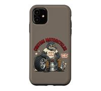 Custodia per iPhone 11 Custom Motorcycles Lowbrow Wolf Rockabilly 1950s Biker