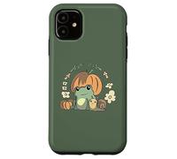 Custodia per iPhone 11 Cute Kawaii Fall Cottagecore Aesthetic Frog With Pumpkin
