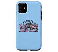 Custodia per iPhone 11 Cute Messy Bun Graphic Purple Leopard Mama For Blue Boy Mom