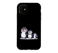 Custodia per iPhone 11 Cute Penguin Family Walking Winter Cartoon