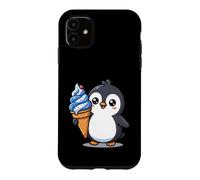 Custodia per iPhone 11 Cute Penguin Holding Ice Cream Cone Cartoon