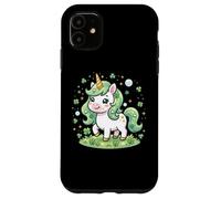 Custodia per iPhone 11 Cute Unicorn Shamrock St Patricks Day Girls Kids Lepricorn