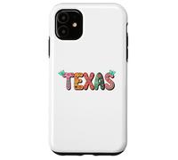 Custodia per iPhone 11 Cute Vintage Boho Texas State Floral Bubble Women and Girls
