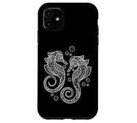 Custodia per iPhone 11 Cute Womens Girls Two Mandala Pattern Seahorse Lover