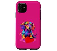 Custodia per iPhone 11 Dachshund Shirt - Colorful Dachshund Heart Graphic