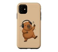 Custodia per iPhone 11 Dancing Capybara con cuffie Musica Design