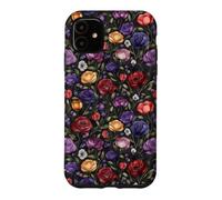 Custodia per iPhone 11 Dark Academia Floreale Vintage Botanico Rose Pattern