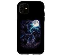 Custodia per iPhone 11 Dark Ravens Sotto la Luna Piena Vintage Fantasy Fulmine