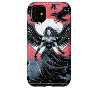 Custodia per iPhone 11 Dea morrigana della guerra e del destino con corvi e ali