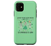 Custodia per iPhone 11 Dead Inside St Patricks Day Dancing Skeletons Lucky Clover