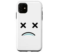 Custodia per iPhone 11 Dead Tired Face - Funny Cartoon White/Blue