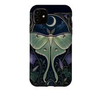 Custodia per iPhone 11 Design Art Nouveau Luna Moth Moon Morning Glory