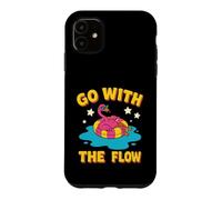 Custodia per iPhone 11 Design con fenicottero rosa "Go With The Flow"