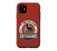Custodia per iPhone 11 Design in stile vintage per amanti dei cani levrieri italiani