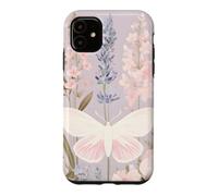 Custodia per iPhone 11 Design pastello per giardini con falene e fiori selvatici