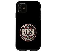 Custodia per iPhone 11 Design vintage con chitarra Born To Rock Forced To Work