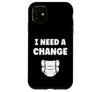 Custodia per iPhone 11 Diapers Minimalist Baby Parent Diaper i need a change