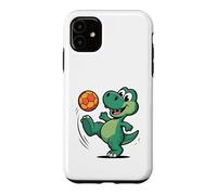 Custodia per iPhone 11 Dinosauro che gioca a calcio dinosauri per bambini