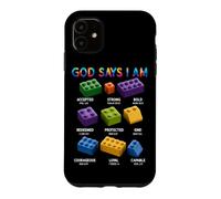 Custodia per iPhone 11 Dio dice che sono cristiano Block Building Toy Master Builder