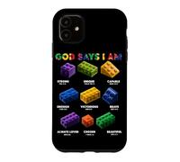 Custodia per iPhone 11 Dio dice che sono cristiano Block Building Toy Master Builder