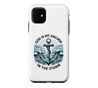 Custodia per iPhone 11 Dio è la Mia Ancora nella Tempesta Cristiano Gesù Cristo Bibbia