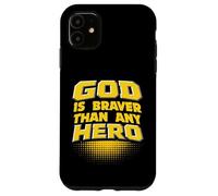 Custodia per iPhone 11 Dio è più coraggioso di qualsiasi eroe Christian Kid Supereroe Gesù