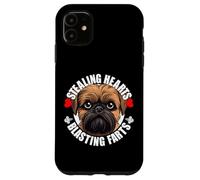 Custodia per iPhone 11 Divertente Bruxelles Griffon Rubare Cuori Blasting Farts Cane
