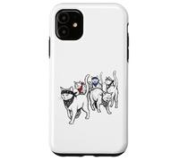 Custodia per iPhone 11 Divertente Gatto Gang Thugs Minimalista Disegnato A Mano Sketch Art