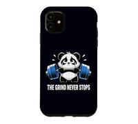 Custodia per iPhone 11 Divertente Panda Triste Sollevamento Palestra Umorismo The Grind Never Stops